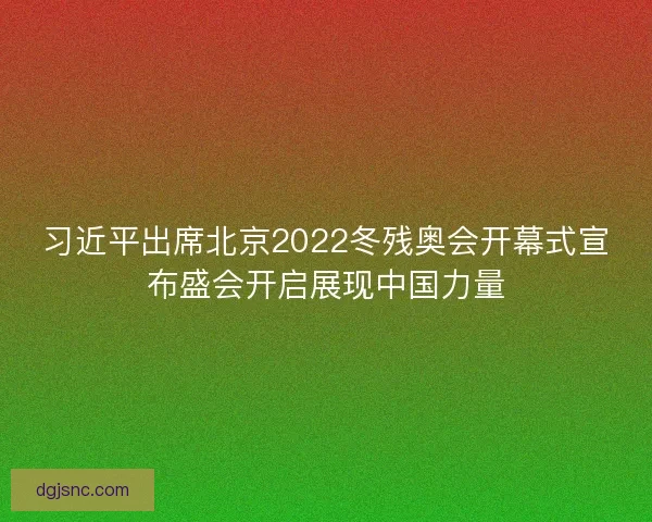 习近平出席北京2022冬残奥会开幕式宣布盛会开启展现中国力量