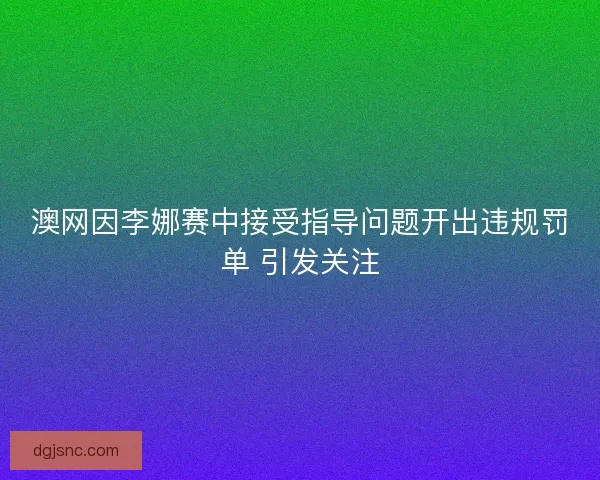 澳网因李娜赛中接受指导问题开出违规罚单 引发关注